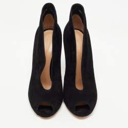 Pre Owned Gianvito Rossi Black Suede Vamp Booties Size 39