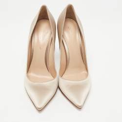 Pre Owned Gianvito Rossi Beige Satin Gianvito 105 Pumps Size 39.5