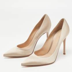 Pre Owned Gianvito Rossi Beige Satin Gianvito 105 Pumps Size 39.5