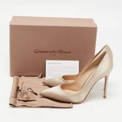Pre Owned Gianvito Rossi Beige Satin Gianvito 105 Pumps Size 39.5