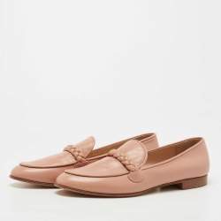 Pre Owned Gianvito Rossi Pink Leather Monza Braided Loafers Size 40