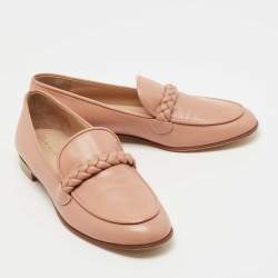 Pre Owned Gianvito Rossi Pink Leather Monza Braided Loafers Size 40