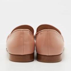 Pre Owned Gianvito Rossi Pink Leather Monza Braided Loafers Size 40