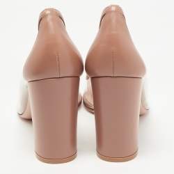 Pre Owned Gianvito Rossi Brown Leather and PVC Plexi Block Heel Pumps Size 41