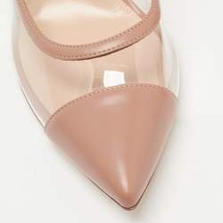 Pre Owned Gianvito Rossi Brown Leather and PVC Plexi Block Heel Pumps Size 41