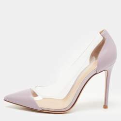 Pre Owned Gianvito Rossi Purple Leather and PVC Plexi Pumps Size 37.5