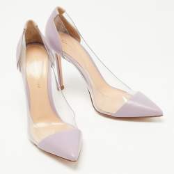Pre Owned Gianvito Rossi Purple Leather and PVC Plexi Pumps Size 37.5