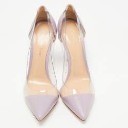 Pre Owned Gianvito Rossi Purple Leather and PVC Plexi Pumps Size 37.5
