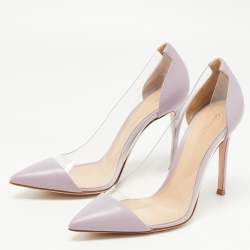 Pre Owned Gianvito Rossi Purple Leather and PVC Plexi Pumps Size 37.5