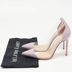 Pre Owned Gianvito Rossi Purple Leather and PVC Plexi Pumps Size 37.5