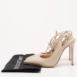 Pre Owned Gianvito Rossi Beige Leather Lace Up Pumps Size 35