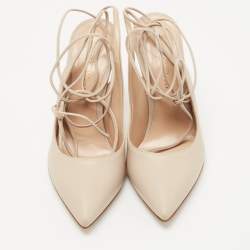 Pre Owned Gianvito Rossi Beige Leather Lace Up Pumps Size 35