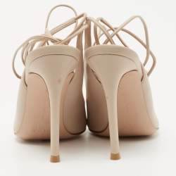 Pre Owned Gianvito Rossi Beige Leather Lace Up Pumps Size 35