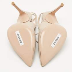 Pre Owned Gianvito Rossi Beige Leather Lace Up Pumps Size 35