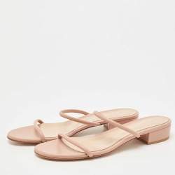 Pre Owned Gianvito Rossi  Blush Pink Leather Slide Sandals Size 40.5