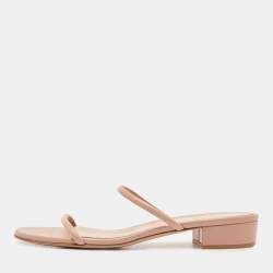 Pre Owned Gianvito Rossi  Blush Pink Leather Slide Sandals Size 40.5