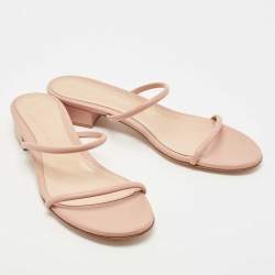 Pre Owned Gianvito Rossi  Blush Pink Leather Slide Sandals Size 40.5