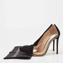 Pre Owned Gianvito Rossi Black Suede and PVC Plexi Platform Pumps Size 39