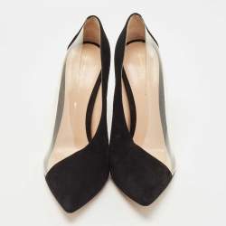Pre Owned Gianvito Rossi Black Suede and PVC Plexi Platform Pumps Size 39