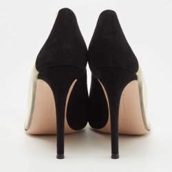 Pre Owned Gianvito Rossi Black Suede and PVC Plexi Platform Pumps Size 39