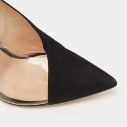 Pre Owned Gianvito Rossi Black Suede and PVC Plexi Platform Pumps Size 39