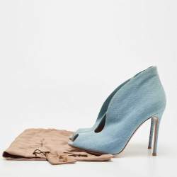 Pre Owned Gianvito Rossi Blue Denim Vamp Booties Size 41