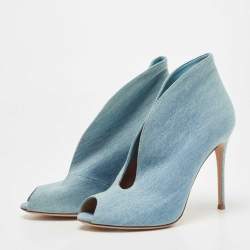 Pre Owned Gianvito Rossi Blue Denim Vamp Booties Size 41