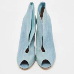 Pre Owned Gianvito Rossi Blue Denim Vamp Booties Size 41