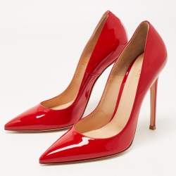 Pre Owned Gianvito Red Patent Leather Pointed Toe Pumps Size 38