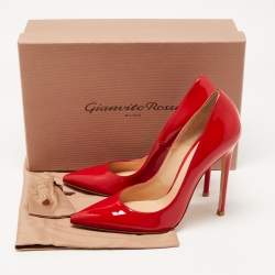 Pre Owned Gianvito Red Patent Leather Pointed Toe Pumps Size 38