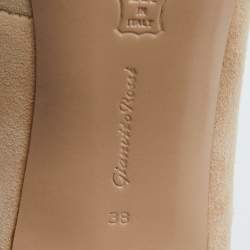 Pre Owned Gianvito Rossi Beige Suede Vamp Peep Toe Booties Size 38