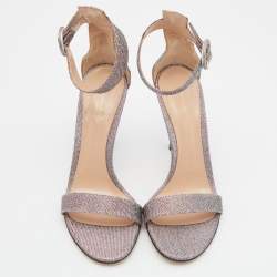 Pre Owned Gianvito Rossi Multicolor Lurex Fabric Portofino Ankle Cuff Sandals Size 38.5