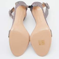 Pre Owned Gianvito Rossi Multicolor Lurex Fabric Portofino Ankle Cuff Sandals Size 38.5