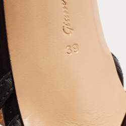 Pre Owned Gianvito Rossi Black Leather and PVC Caged Ankle Strap Pumps Size 39