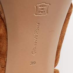 Gianvito Rossi Brown Suede Cork Platform Ankle Strap Sandals Size 39