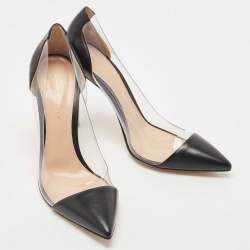 Pre Owned Gianvito Rossi Black Leather and PVC Plexi Pumps Size 39