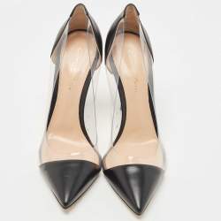 Pre Owned Gianvito Rossi Black Leather and PVC Plexi Pumps Size 39