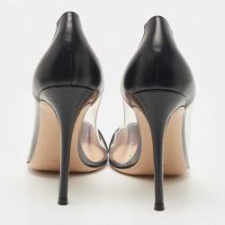 Pre Owned Gianvito Rossi Black Leather and PVC Plexi Pumps Size 39