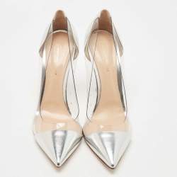 Pre Owned Gianvito Rossi Silver Leather and PVC Plexi Pumps Size 40.5