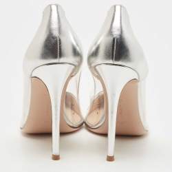 Pre Owned Gianvito Rossi Silver Leather and PVC Plexi Pumps Size 40.5