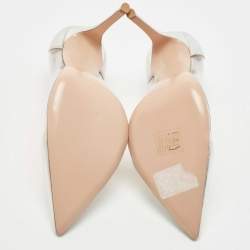 Pre Owned Gianvito Rossi Silver Leather and PVC Plexi Pumps Size 40.5