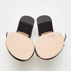 Pre Owned Gianvito Rossi Black Suede Toe Ring Block Heel Slide Sandals Size 38