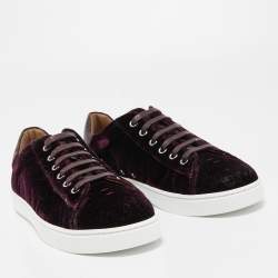 Pre Owned Gianvito Rossi Burgundy Velvet Low Top Sneakers Size 36