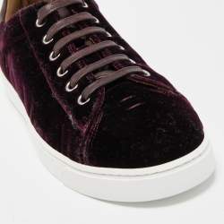 Pre Owned Gianvito Rossi Burgundy Velvet Low Top Sneakers Size 36