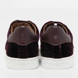 Pre Owned Gianvito Rossi Burgundy Velvet Low Top Sneakers Size 36