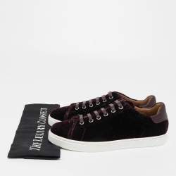 Pre Owned Gianvito Rossi Burgundy Velvet Low Top Sneakers Size 36