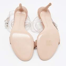 Pre Owned Gianvito Rossi Dusty Pink Suede and PVC Ankle Strap Sandals Size 39.5