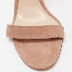 Pre Owned Gianvito Rossi Dusty Pink Suede and PVC Ankle Strap Sandals Size 39.5