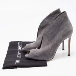 Pre Owned Gianvito Rossi Grey Suede Vamp Boots Size 38.5