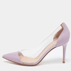 Pre Owned Gianvito Rossi Purple Leather and PVC Plexi Pumps Size 40